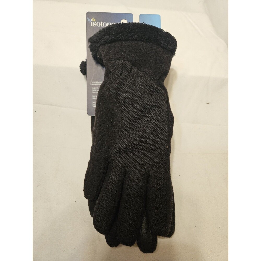 S/M  ISOTONER GLOVES WOMEN'S SMART DRI Touch Screen BLACK POLYSTER/SPANDE - Picture 3 of 5
